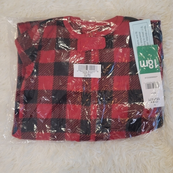 ♥️5 For $25 NEW Eddie Bauer  Christmas  fleece plaid pajama onsie black and red - Picture 6 of 10